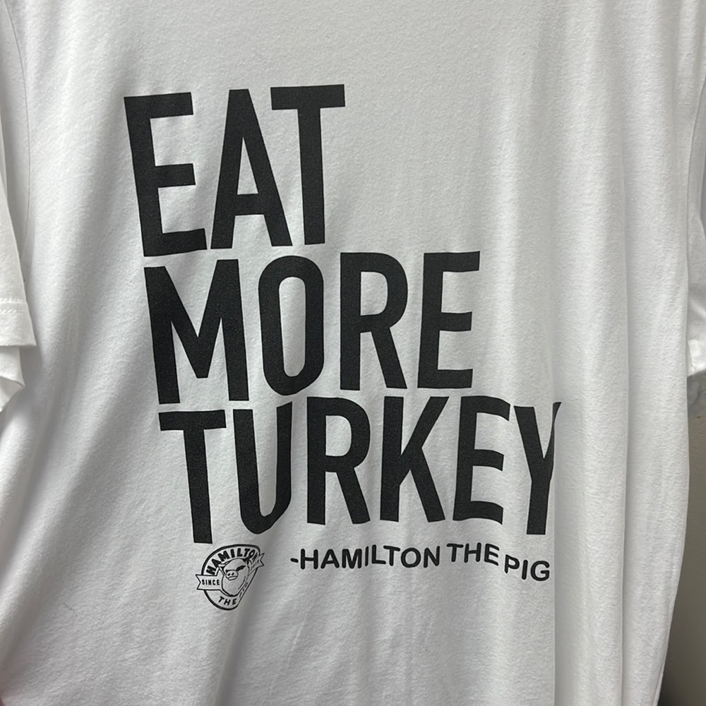 White Hamilton the Pig Carolina Hurricanes Hockey Pun T-shirt Unisex Large